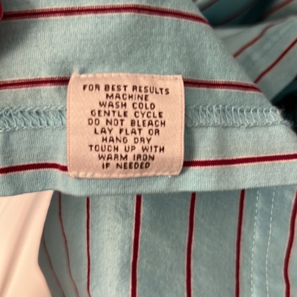 Peter Millar golf polo T-shirt size Large “ceramic” blue with burgundy stripes - Picture 8 of 11